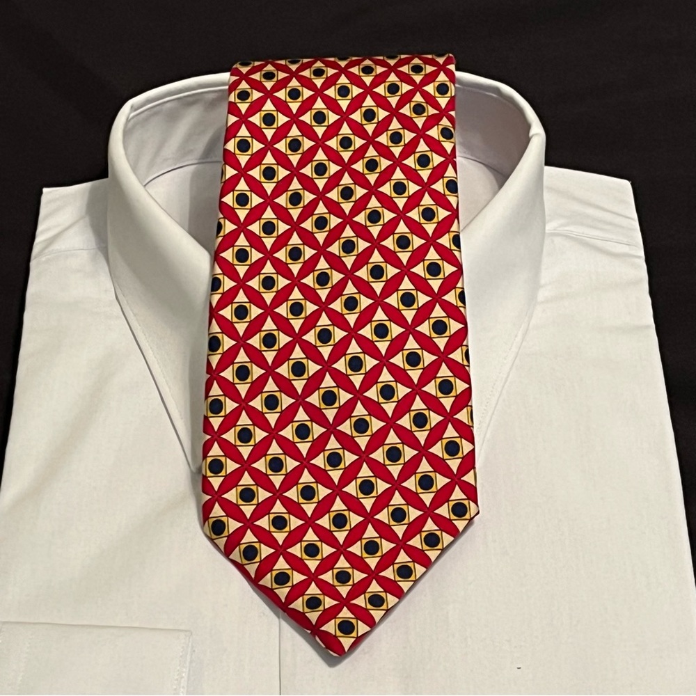 Fendi red, blue, and cream necktie 100% silk handmade in beautiful condition!